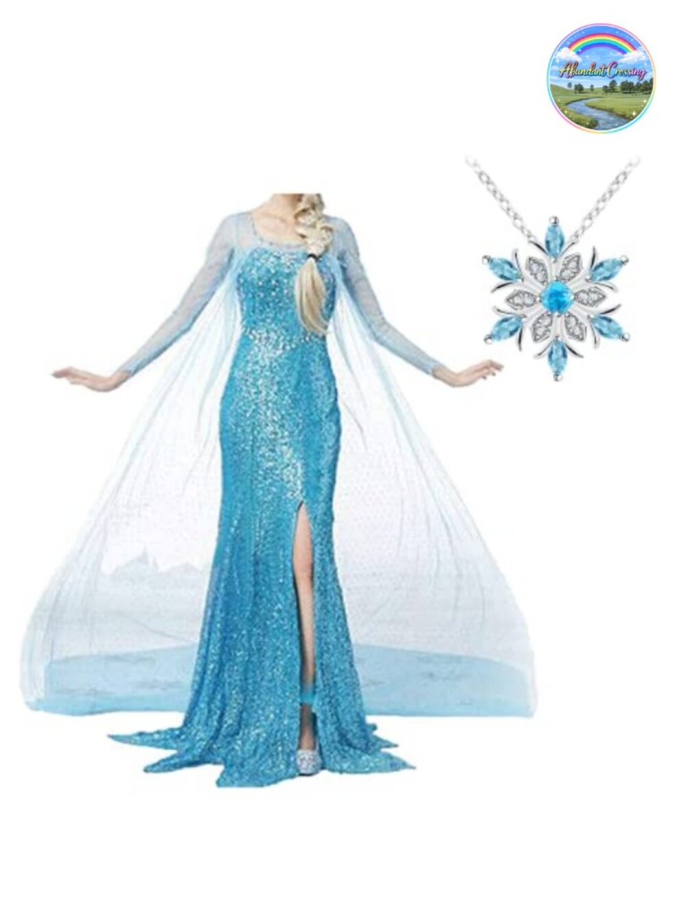 Snow Queen Princess Costume for Women Fancy Party Dress Up Halloween Cosplay